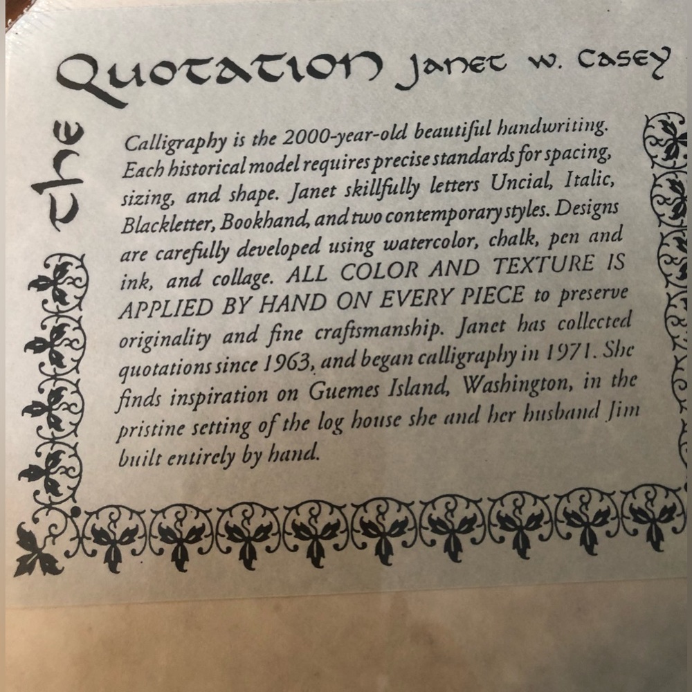 Janet W Casey calligraphy print - Picture 2 of 3